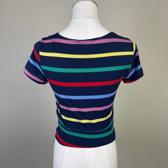 Timing Rainbow Stripe Short Sleeve Tee Top US Women's M New - Picture 2 of 5